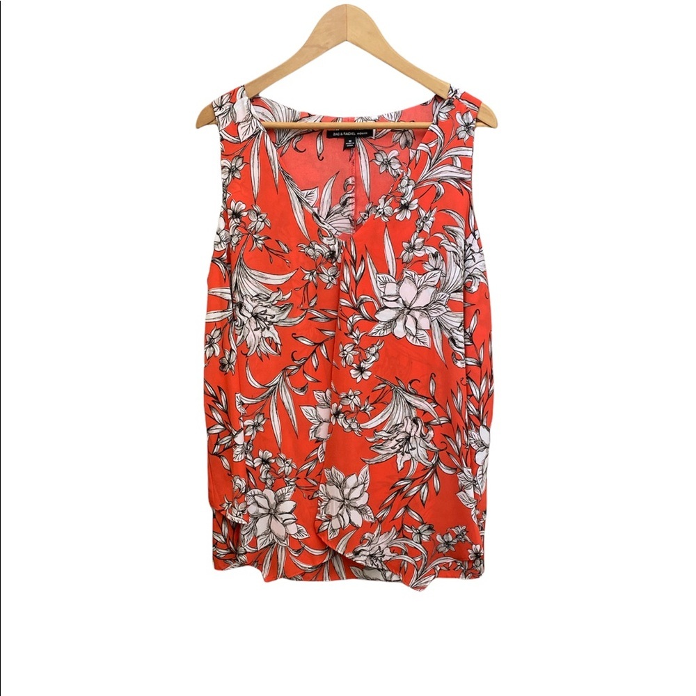 Zac & Rachel Coral Floral Sleeveless Blouse